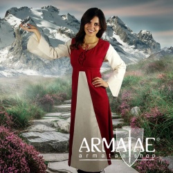 Baumwollkleid Ilse Rot/Natur