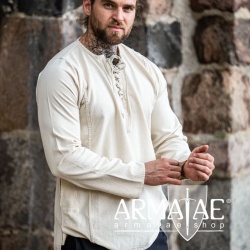 Weiches Bauernhemd Felix Natur 2018n mit Taschen von Leonardo Carbone bei Armatae.shop