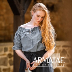 Leonardo Carbone Mittelalterbluse VERENA Taubenblau 2109hbl bei Armatae.shop