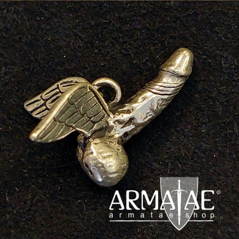 Phallus erigierter Penis mit Flügel Bronze versilbert Replik Rom 1. Jahrhundert Phallus erigierter Penis mit Flügel Bronze versilbert Replik Rom 1. Jahrhundert