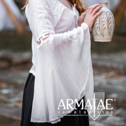 Mittelalter Bluse mit Trompetenärmel CARMEN 2095 Weiß bei Armatae.shop Mittelalter Bluse mit Trompetenärmel CARMEN 2095 Weiß bei Armatae.shop