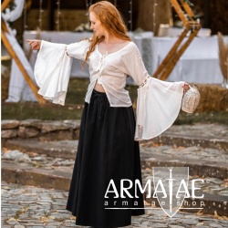 Mittelalter Bluse mit Trompetenärmel CARMEN 2095 Weiß bei Armatae.shop Mittelalter Bluse mit Trompetenärmel CARMEN 2095 Weiß bei Armatae.shop