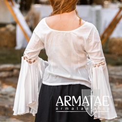 Mittelalter Bluse mit Trompetenärmel CARMEN 2095 Weiß bei Armatae.shop Mittelalter Bluse mit Trompetenärmel CARMEN 2095 Weiß bei Armatae.shop