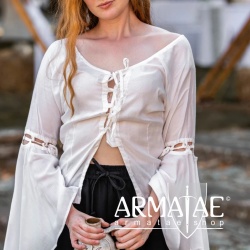 Mittelalter Bluse mit Trompetenärmel CARMEN 2095 Weiß bei Armatae.shop Mittelalter Bluse mit Trompetenärmel CARMEN 2095 Weiß bei Armatae.shop