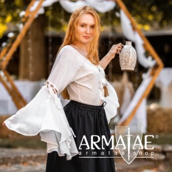 Mittelalter Bluse mit Trompetenärmel CARMEN 2095 Weiß bei Armatae.shop
