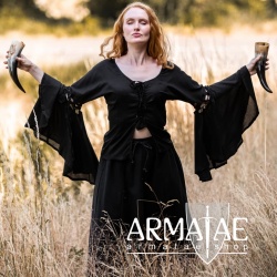 Mittelalter Bluse mit Trompetenärmel CARMEN 2095 Schwarz bei Armatae.shop Mittelalter Bluse mit Trompetenärmel CARMEN 2095 Schwarz bei Armatae.shop