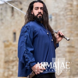 Mittelalterhemd Adrian mit Oesen Blau 2022bl von Leonardo Carbone bei Armatae.shop Mittelalterhemd Adrian mit Oesen Blau 2022bl von Leonardo Carbone bei Armatae.shop