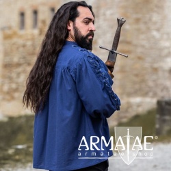 Mittelalterhemd Adrian mit Oesen Blau 2022bl von Leonardo Carbone bei Armatae.shop Mittelalterhemd Adrian mit Oesen Blau 2022bl von Leonardo Carbone bei Armatae.shop