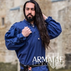 Mittelalterhemd Adrian mit Oesen Blau 2022bl von Leonardo Carbone bei Armatae.shop Mittelalterhemd Adrian mit Oesen Blau 2022bl von Leonardo Carbone bei Armatae.shop