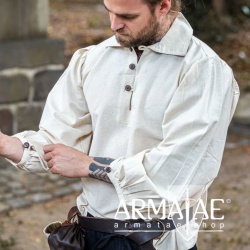 Mittelalterhemd Ferdinand mit Kragen Natur 2063 von Leonardo Carbone auf Armatae.shop