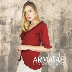 Leonardo Carbone Kurzarm Rüschenbluse BEA Rot 2038r bei Armatae.shop