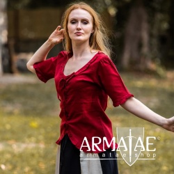 Leonardo Carbone Kurzarm Rüschenbluse BEA Rot 2038r bei Armatae.shop Leonardo Carbone Kurzarm Rüschenbluse BEA Rot 2038r bei Armatae.shop