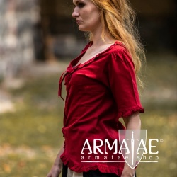 Leonardo Carbone Kurzarm Rüschenbluse BEA Rot 2038r bei Armatae.shop Leonardo Carbone Kurzarm Rüschenbluse BEA Rot 2038r bei Armatae.shop