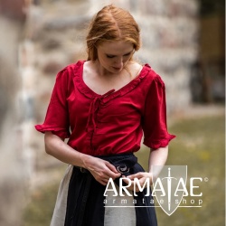 Leonardo Carbone Kurzarm Rüschenbluse BEA Rot 2038r bei Armatae.shop Leonardo Carbone Kurzarm Rüschenbluse BEA Rot 2038r bei Armatae.shop