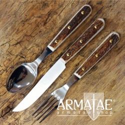 Original HACK Austria  Besteckset 3-tlg. mit Hirschhorngriffen auf https://armatae.shop