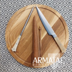 Mittelalter Besteck Kutscherbesteck ROSTFREI mit Doppel-Lederscheide auf https://armatae.shop