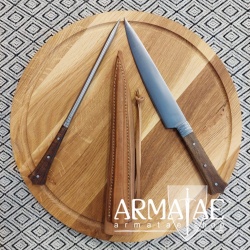Mittelalter Besteck Kutscherbesteck ROSTFREI mit Doppel-Lederscheide auf https://armatae.shop