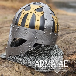 Wikinger Brillenhelm, Spangenhelm mit Brünne auf https://armatae.shop Wikinger Brillenhelm, Spangenhelm mit Brünne auf https://armatae.shop