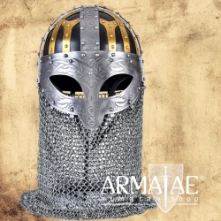Wikinger Brillenhelm, Spangenhelm mit Brünne auf https://armatae.shop