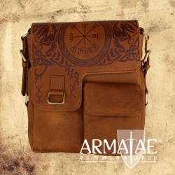 Viking Leder Umhängetasche mit Vegvisir Branding auf https://armatae.shop
