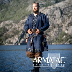 Armatae.shop Tunika Erik mit Leder Blau ALC-8149bl von Leonardo Carbone