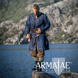 Armatae.shop Tunika Erik mit Leder Blau ALC-8149bl von Leonardo Carbone Armatae.shop Tunika Erik mit Leder Blau ALC-8149bl von Leonardo Carbone