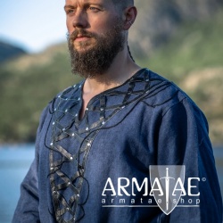 Armatae.shop Tunika Erik mit Leder Blau ALC-8149bl von Leonardo Carbone Armatae.shop Tunika Erik mit Leder Blau ALC-8149bl von Leonardo Carbone