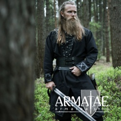 Armatae.shop Tunika Erik mit Leder Schwarz ALC-8149s von Leonardo Carbone
