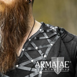 Armatae.shop Tunika Erik mit Leder Schwarz ALC-8149s von Leonardo Carbone Armatae.shop Tunika Erik mit Leder Schwarz ALC-8149s von Leonardo Carbone