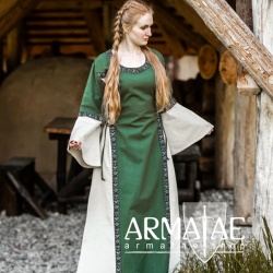 Mittelalter Baumwollkleid "Angie" Gruen/Natur auf https://armatae.shop