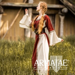 Mittelalter Baumwollkleid "Angie" Rot/Natur auf https://armatae.shop