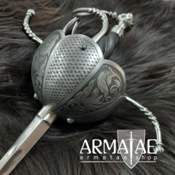 Alotrium Glockenrapier geätzt mit Terz & Quart auf https://armatae.shop