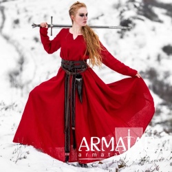 Wikinger Kleid 100 % Leinen "Anna" Rot auf https://armatae.shop