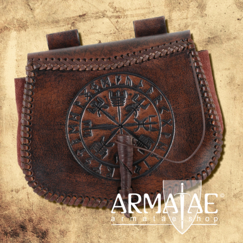 Gürteltasche mit Vegvisir-Prägung, Leder, Braun auf https://armatae.shop Gürteltasche mit Vegvisir-Prägung, Leder, Braun auf https://armatae.shop