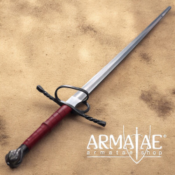 Meisterschmiedeschwert antik inkl. blauer Scheide, roten Halter und roten Gürtel auf https://armatae.shop Meisterschmiedeschwert antik inkl. blauer Scheide, roten Halter und roten Gürtel auf https://armatae.shop