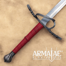 Meisterschmiedeschwert antik inkl. blauer Scheide, roten Halter und roten Gürtel auf https://armatae.shop Meisterschmiedeschwert antik inkl. blauer Scheide, roten Halter und roten Gürtel auf https://armatae.shop