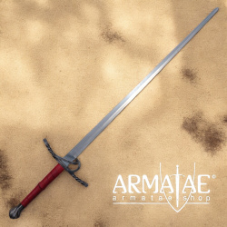 Meisterschmiedeschwert antik inkl. blauer Scheide, roten Halter und roten Gürtel auf https://armatae.shop Meisterschmiedeschwert antik inkl. blauer Scheide, roten Halter und roten Gürtel auf https://armatae.shop