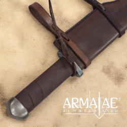 Schaukampf Sax aus deutschem 54SiCr6 Federstahl mit Rindsleder-Scheide auf https://armatae.shop