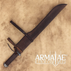 Schaukampf Sax aus deutschem 54SiCr6 Federstahl mit Rindsleder-Scheide auf https://armatae.shop