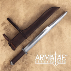 Schaukampf Sax aus deutschem 54SiCr6 Federstahl mit Rindsleder-Scheide auf https://armatae.shop