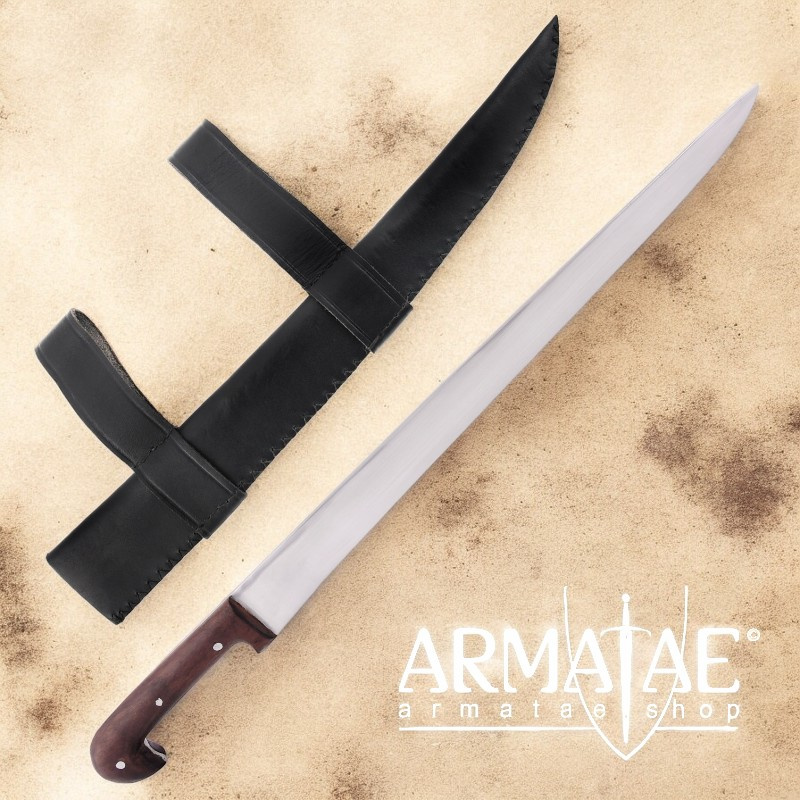 Langes, einfaches Saxmesser mit Lederscheide auf https://armatae.shop Langes, einfaches Saxmesser mit Lederscheide auf https://armatae.shop