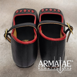 Kuhmaulschuhe / Renaissance Schuhe schwarz-rot "Caspar" auf https://armatae.shop Kuhmaulschuhe / Renaissance Schuhe schwarz-rot "Caspar" auf https://armatae.shop