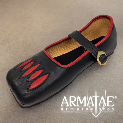Kuhmaulschuhe / Renaissance Schuhe schwarz-rot "Caspar" auf https://armatae.shop Kuhmaulschuhe / Renaissance Schuhe schwarz-rot "Caspar" auf https://armatae.shop