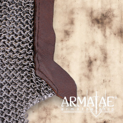 Kettenbrünne aus Federstahl, ID 8mm, unbehandelt mit Leder auf https://armatae.shop Kettenbrünne aus Federstahl, ID 8mm, unbehandelt mit Leder auf https://armatae.shop