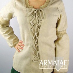 Leonardo Carbone Mittelalterbluse mit Spitze Emma Hanffarben 2011h bei Armatae.shop Leonardo Carbone Mittelalterbluse mit Spitze Emma Hanffarben 2011h bei Armatae.shop