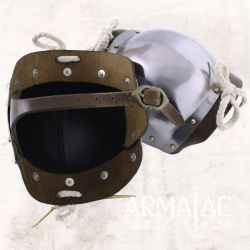 Kniebuckel (Paar), Leder, Stahl poliert auf https://armatae.shop Kniebuckel (Paar), Leder, Stahl poliert auf https://armatae.shop