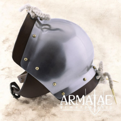 Kniebuckel (Paar), Leder, Stahl poliert auf https://armatae.shop Kniebuckel (Paar), Leder, Stahl poliert auf https://armatae.shop
