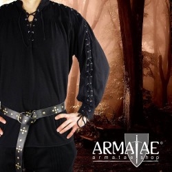 Mittelalterhemd mit Oesen Adrian Schwarz von Leonardo Carbone bei Armatae.shop Mittelalterhemd mit Oesen Adrian Schwarz von Leonardo Carbone bei Armatae.shop
