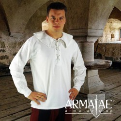Rundkragenschnuerhemd der Renaissance Athos 2057 Weiß von Leonardo Carbone bei Armatae.shop