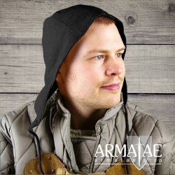 Leonardo Carbone Mittelalter Haube Gerard in Leinenoptik Schwarz CP-43s auf https://armatae.shop